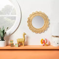 Espejo de pared de ratán Sunburst blanco roto - Individual