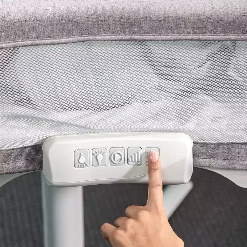 HALO BassiNest Swivel Sleeper Luxe - Tweed Gris Paloma: Altura Ajustable, Marco Metálico, Relleno de Espuma de Poliuretano