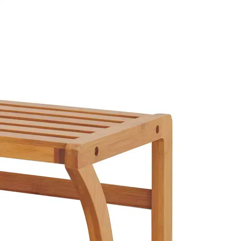 Estante de Pared de Bambú Natural con Barra para Toallas y Cajón – Individual