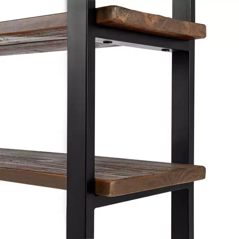 Estante de 4 baldas de madera natural y metal negro para inodoro
