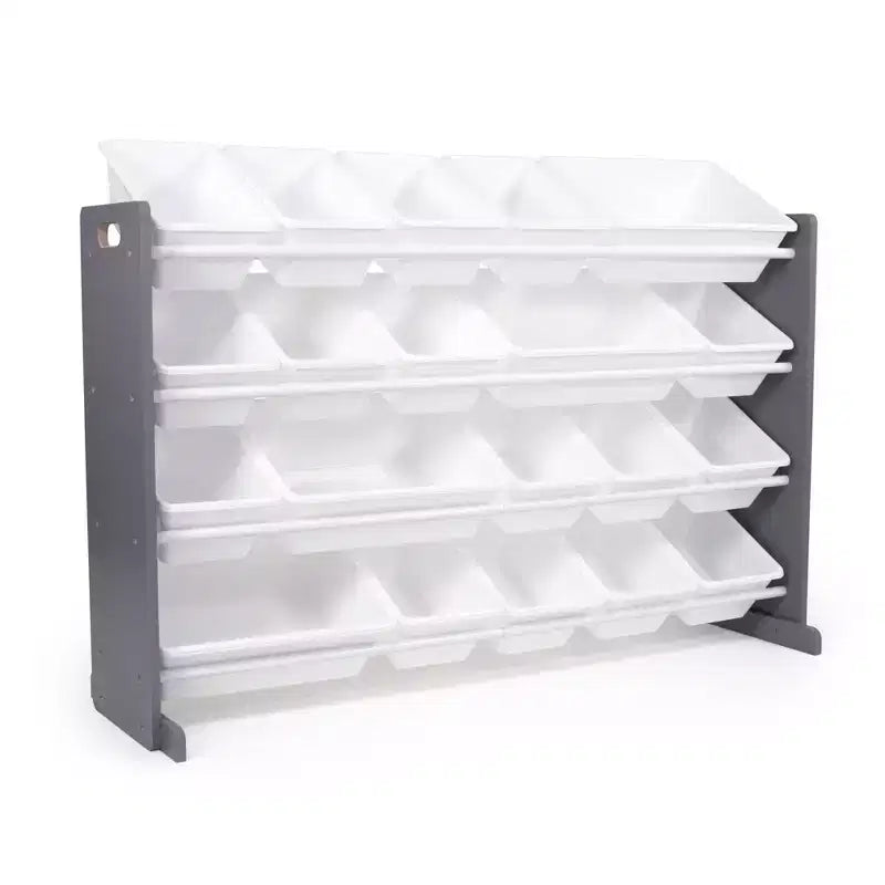XL Kids' Toy Organizer with 20 Bins Inspire Collection Gray/White - Humble Crew: MDF Bin Shelves, Anti-Tip Hardware