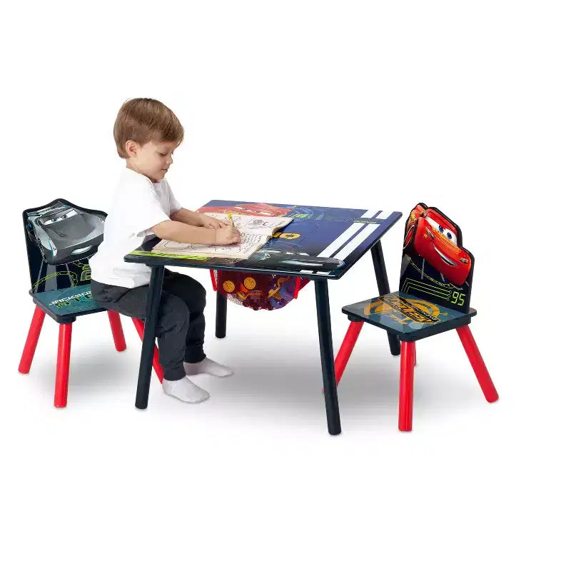 Mesa y Sillas Infantiles de 3 Piezas (Azul y Rojo) para 2