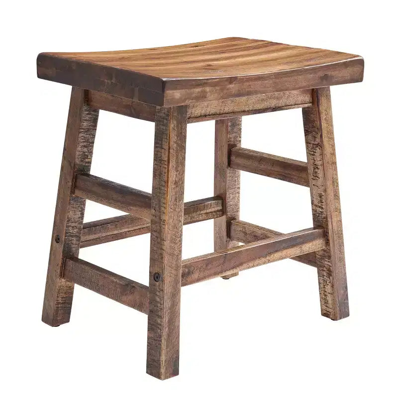 Taburete rectangular sin respaldo de madera de acacia natural, 1 asiento