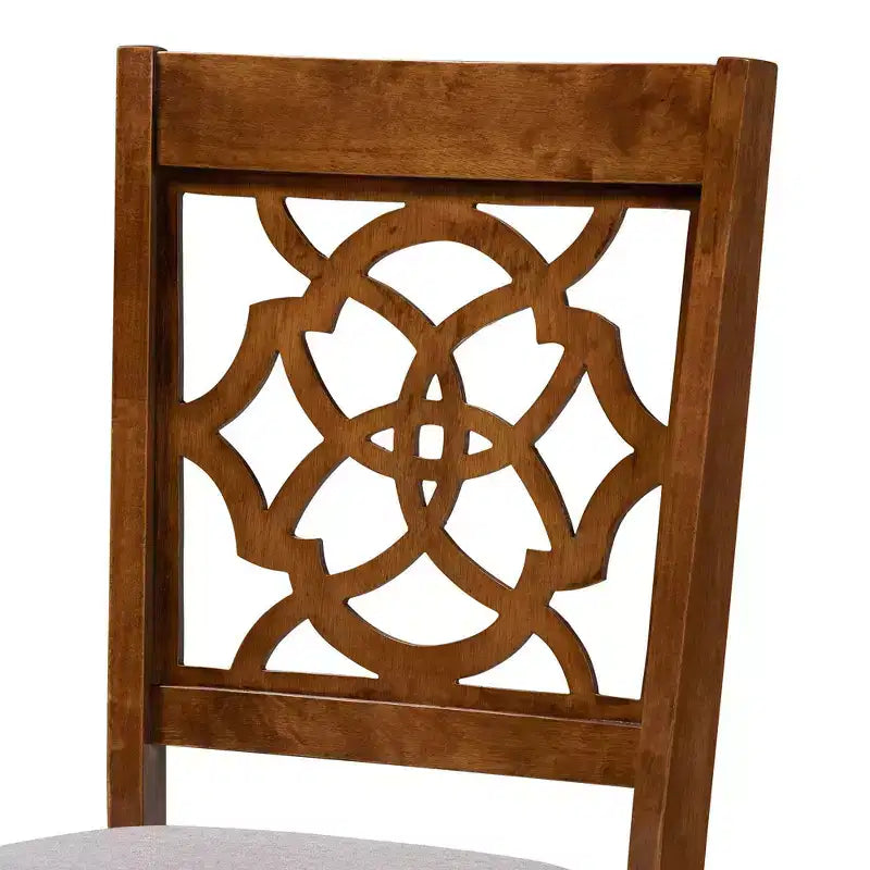 Silla de comedor sin brazos tapizada en gris y nogal, juego de 4
