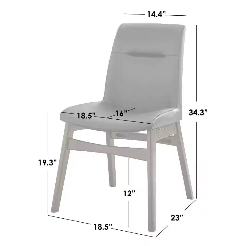 Silla de comedor sin brazos de piel sintética negra, estilo de mediados de siglo, juego de 2