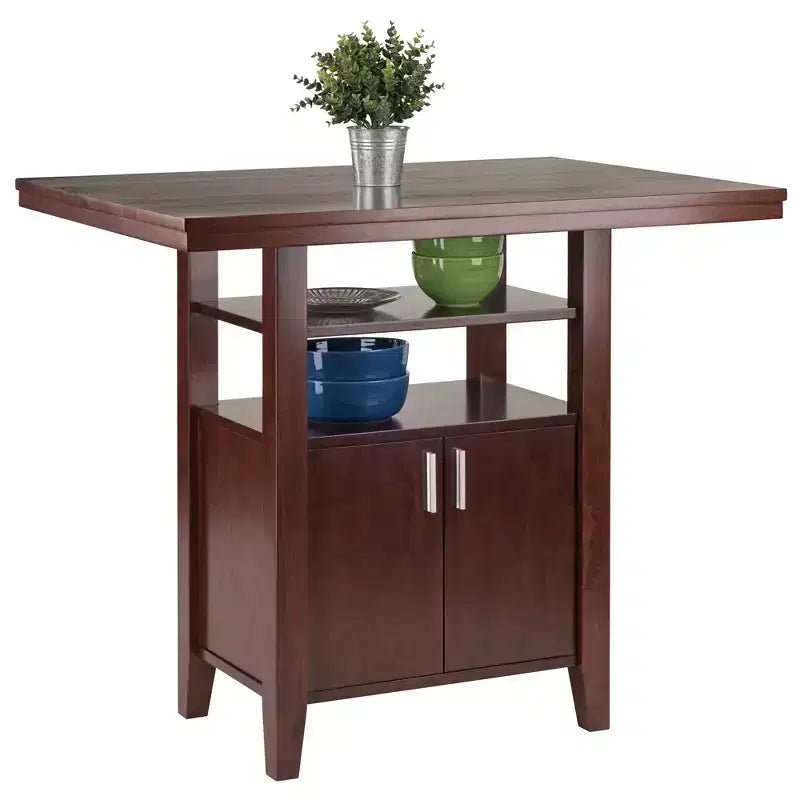 Juego de comedor de altura de mostrador de 3 piezas en color marrón para 4 personas