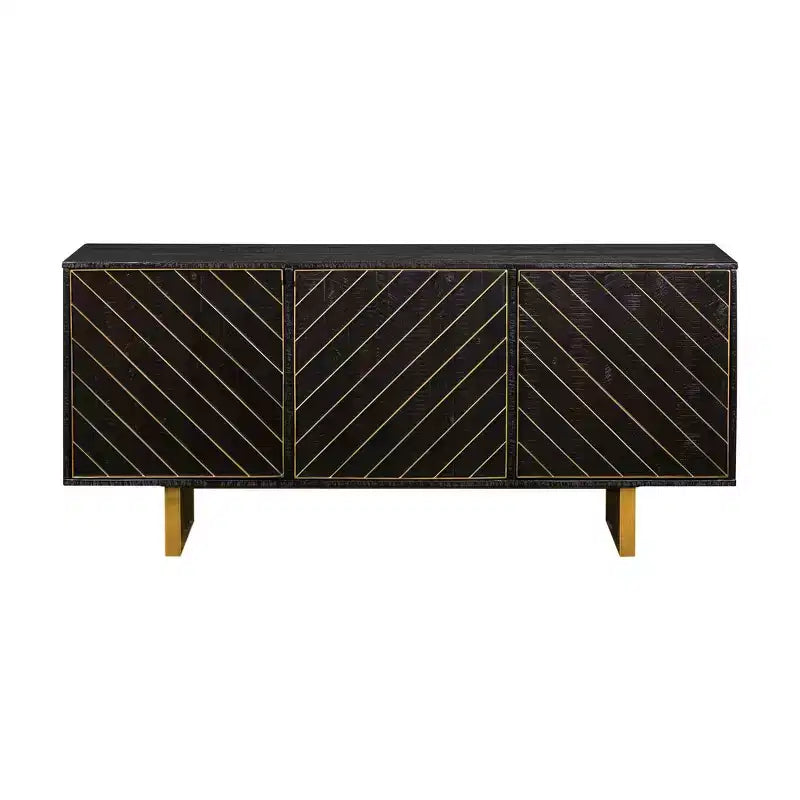 Mueble de TV negro de 3 puertas para televisores de hasta 60 pulgadas