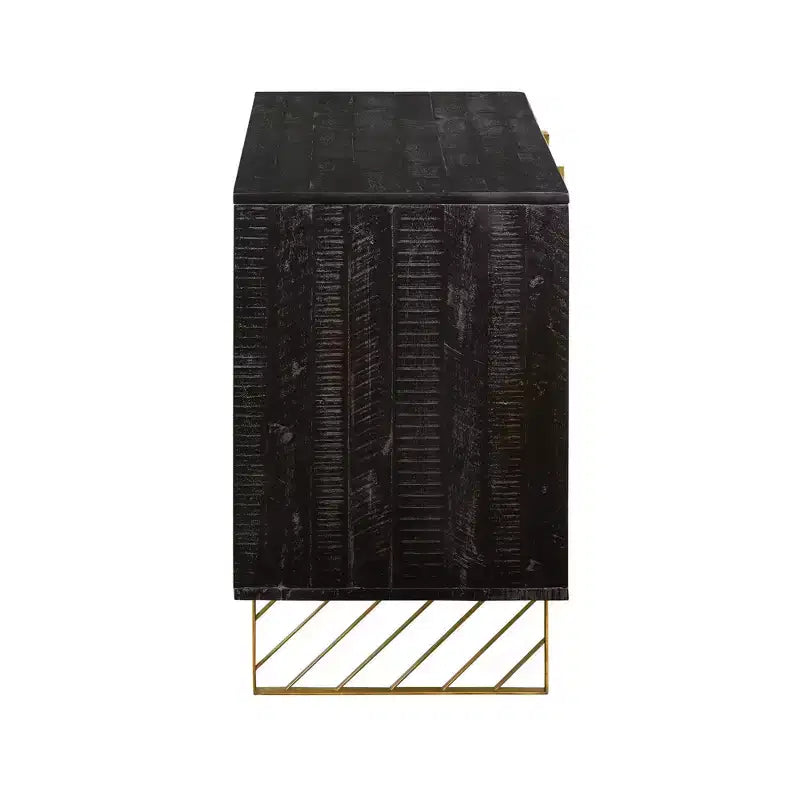 Mueble de TV negro de 3 puertas para televisores de hasta 60 pulgadas