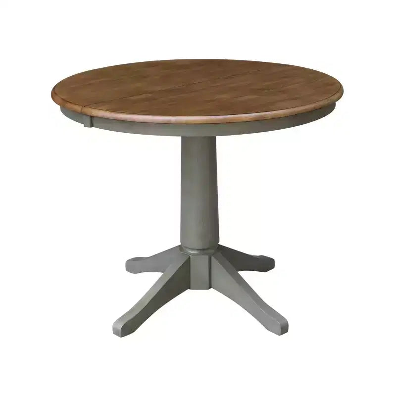 Juego de mesa de comedor redonda extensible, color nogal americano, para 4 personas