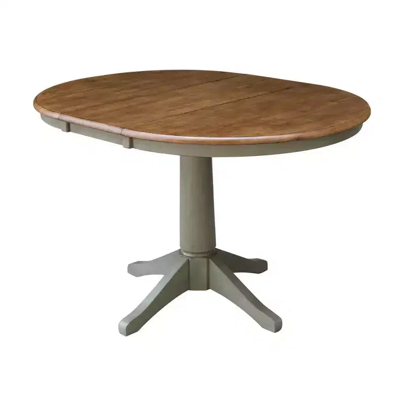 Juego de mesa de comedor redonda extensible, color nogal americano, para 4 personas