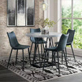 Mesa de comedor redonda con pedestal de mármol blanco - 4 asientos, base de metal gris