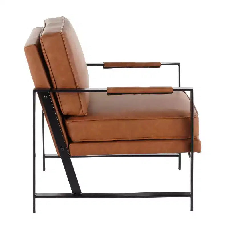 Sillón decorativo tapizado en piel sintética negra - 1 asiento