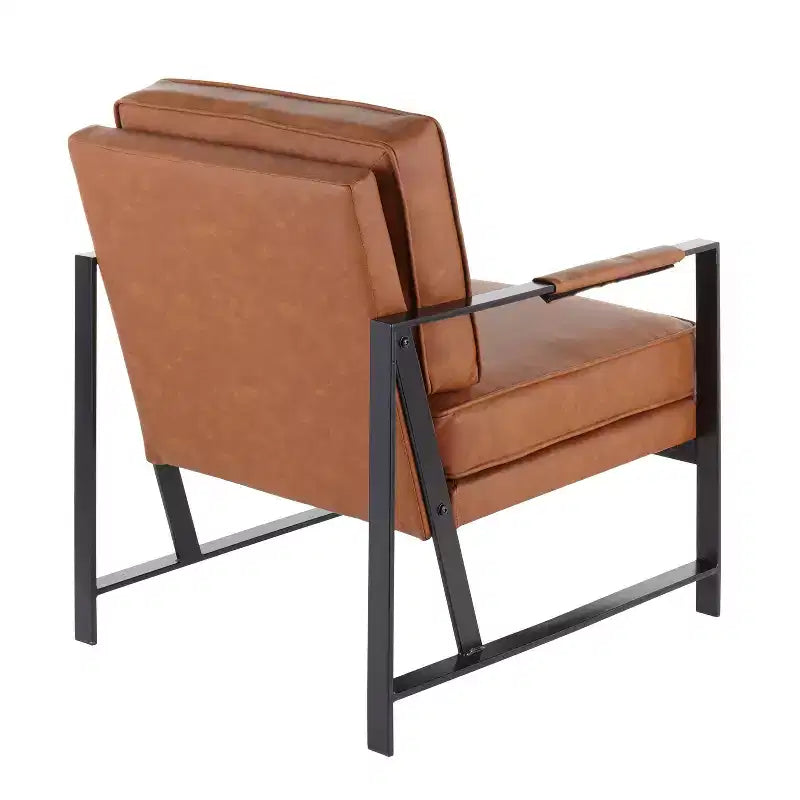 Sillón decorativo tapizado en piel sintética negra - 1 asiento
