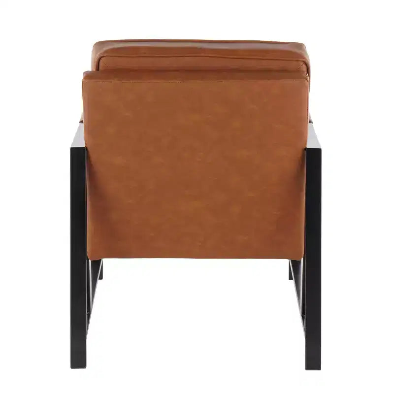 Sillón decorativo tapizado en piel sintética negra - 1 asiento