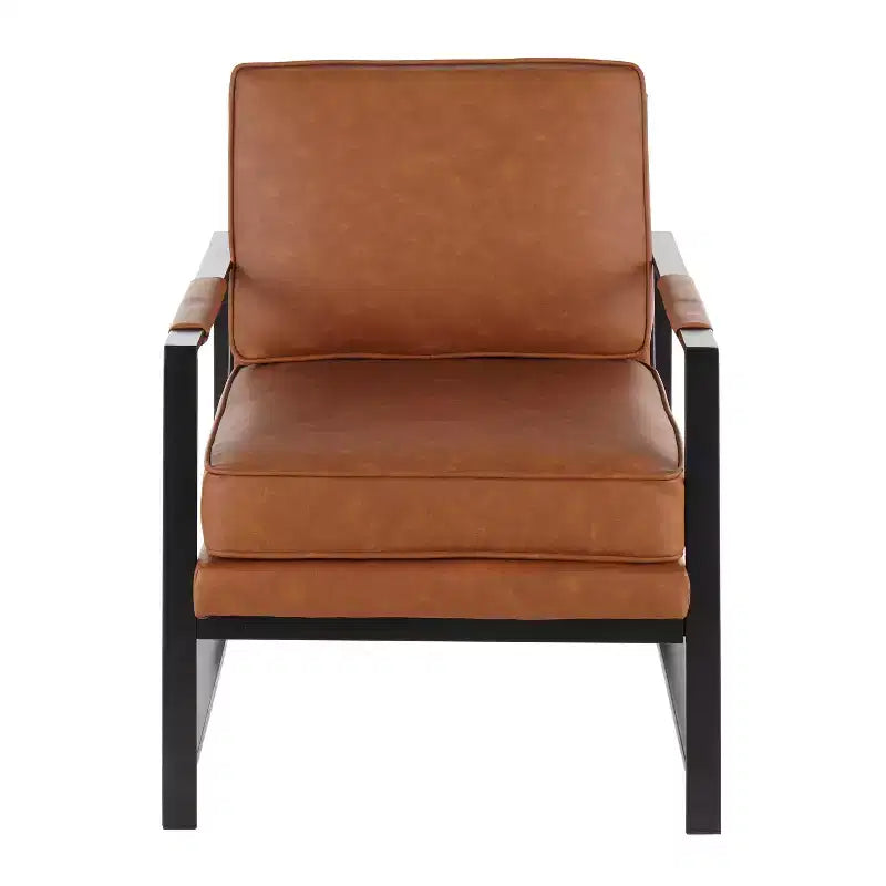 Sillón decorativo tapizado en piel sintética negra - 1 asiento