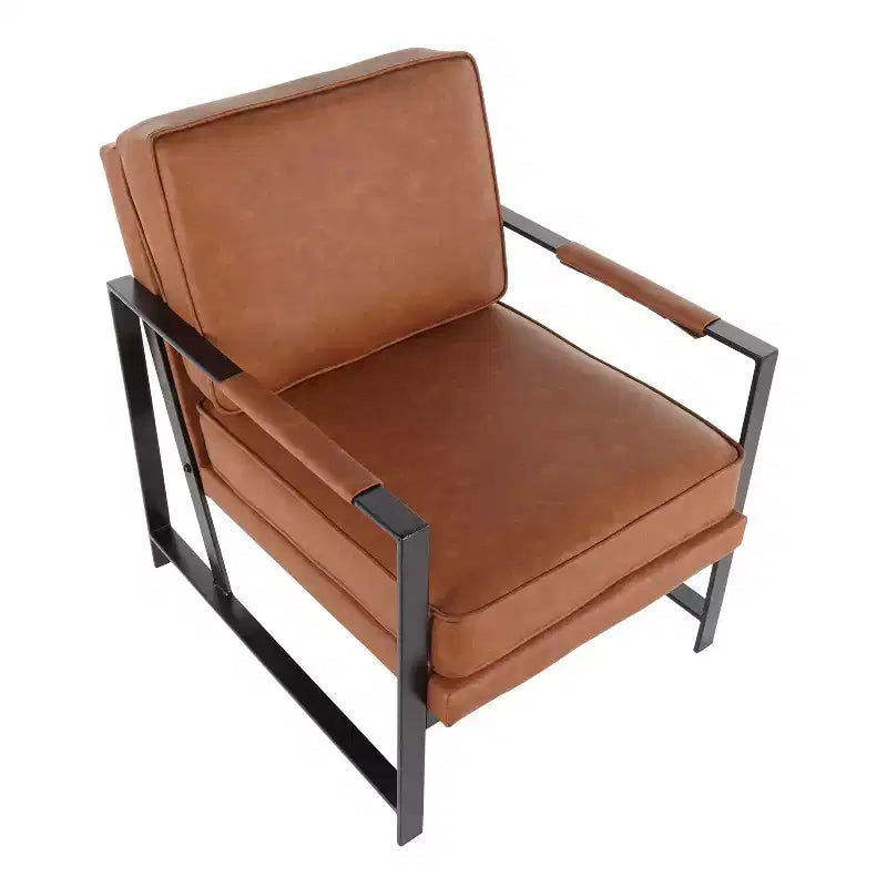 Sillón decorativo tapizado en piel sintética negra - 1 asiento