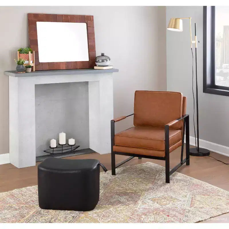 Sillón decorativo tapizado en piel sintética negra - 1 asiento