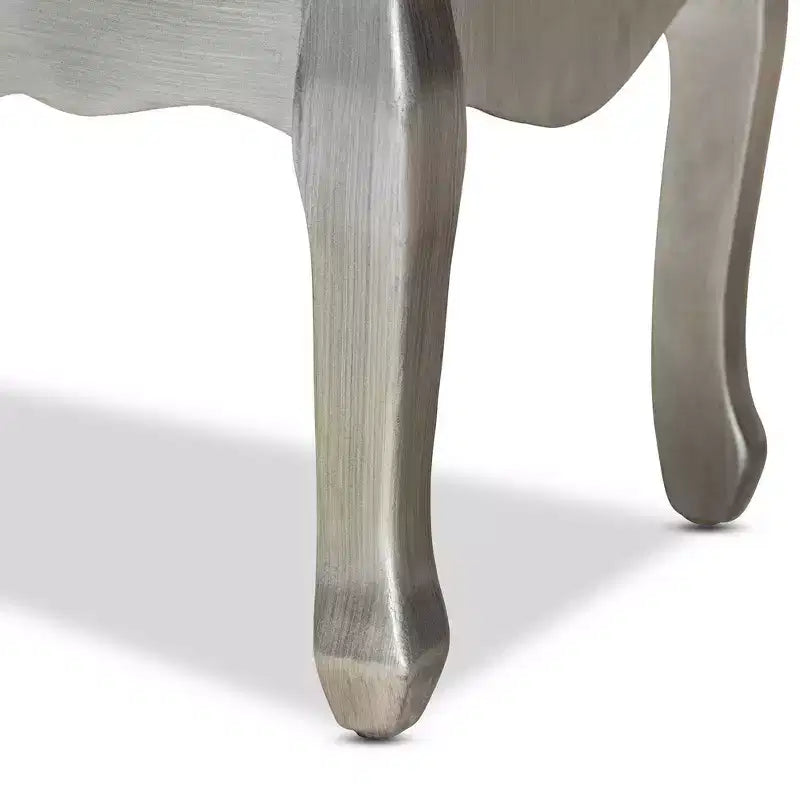Mesa Auxiliar Plateada con Espejo de 2 Cajones (1 persona)