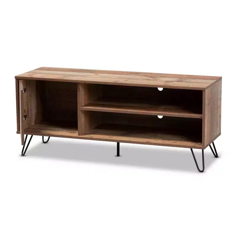 Mueble de TV rústico de roble con 1 puerta para televisores de hasta 50 pulgadas