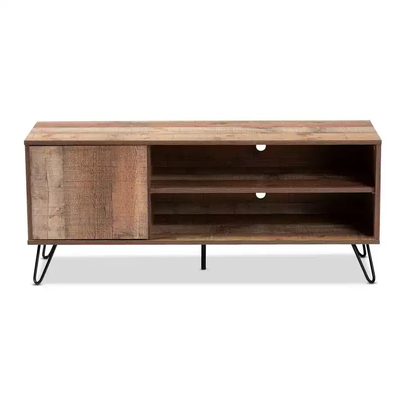 Mueble de TV rústico de roble con 1 puerta para televisores de hasta 50 pulgadas