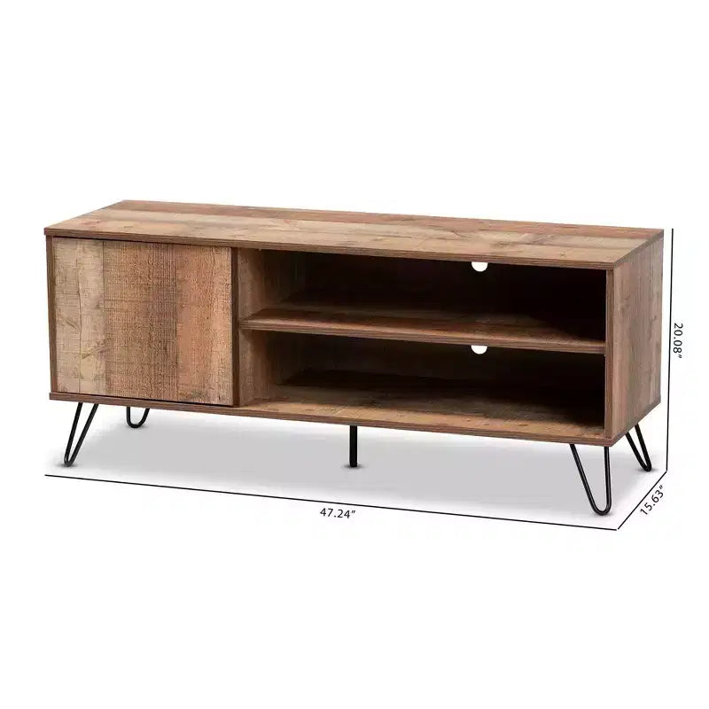 Mueble de TV rústico de roble con 1 puerta para televisores de hasta 50 pulgadas