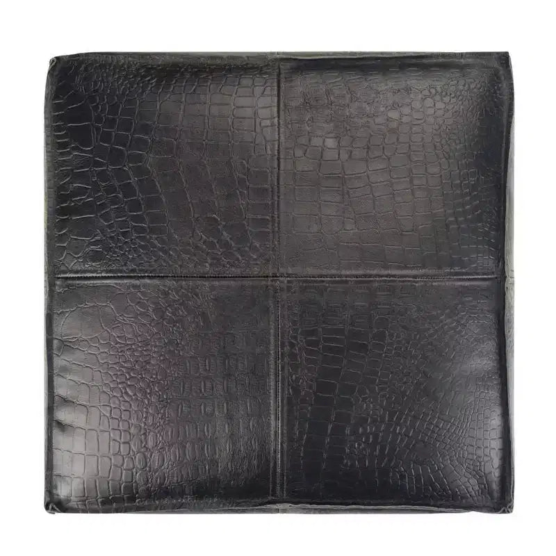 Puf cuadrado de piel negra – 1 plaza