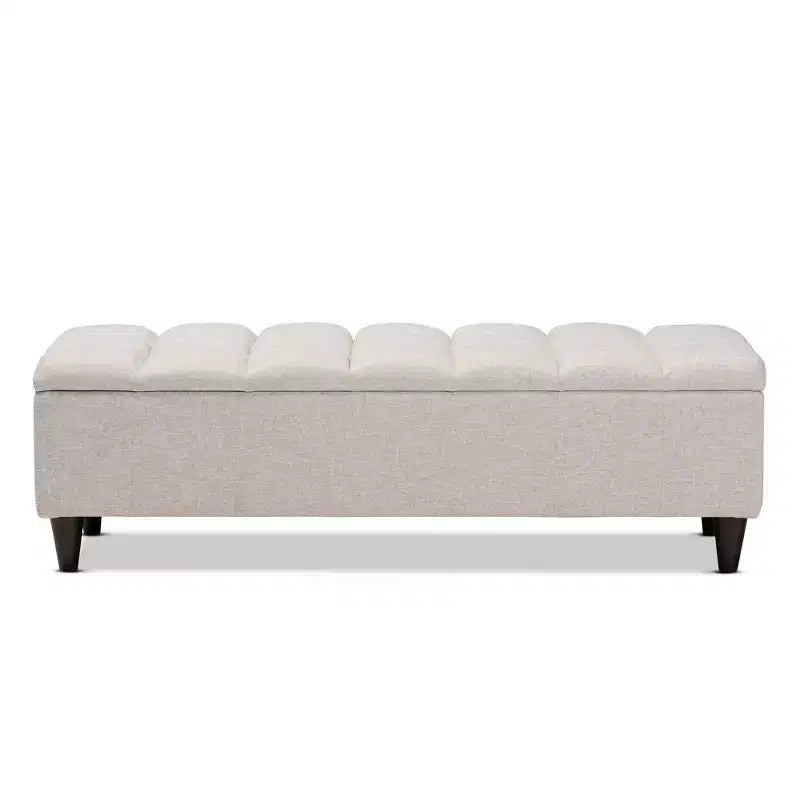 Puf otomano de almacenamiento con tapa elevable, tapizado capitoné color crema - 1 asiento