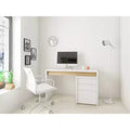 Nexera 2pc Chrono Home Office Set with File Cabinet White/Natural Maple: Laminated Melamine, Wood Composite Desk & Storage