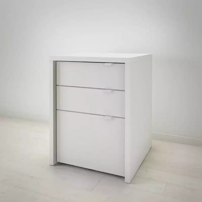 Escritorio en L espresso con archivador para 1 persona