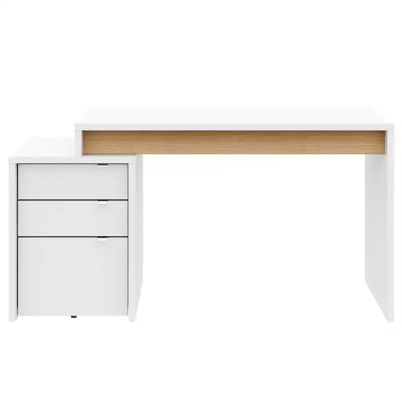 Escritorio en L espresso con archivador para 1 persona