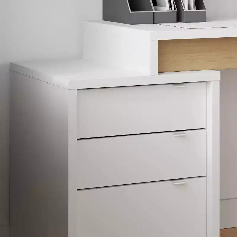 Escritorio en L espresso con archivador para 1 persona