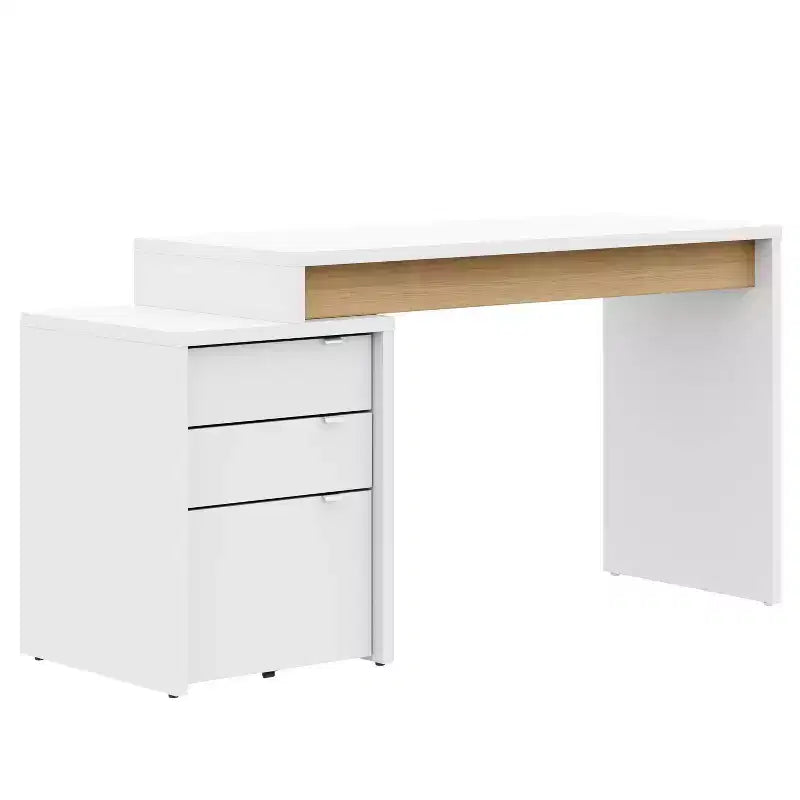 Escritorio en L espresso con archivador para 1 persona