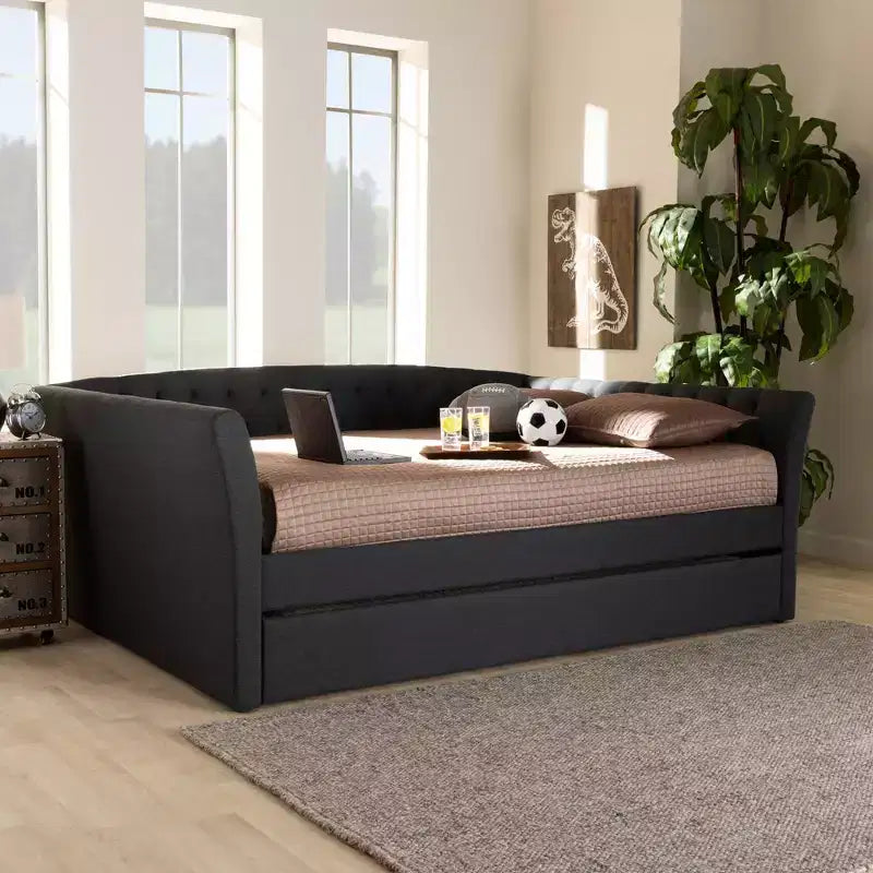 Cama Plataforma Matrimonial Tapizada Gris – 1 Persona