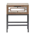 Hayworth Mirrored Side Table Gray - Finch: Modern Rectangle No Assembly, Metal Frame, Wood Top