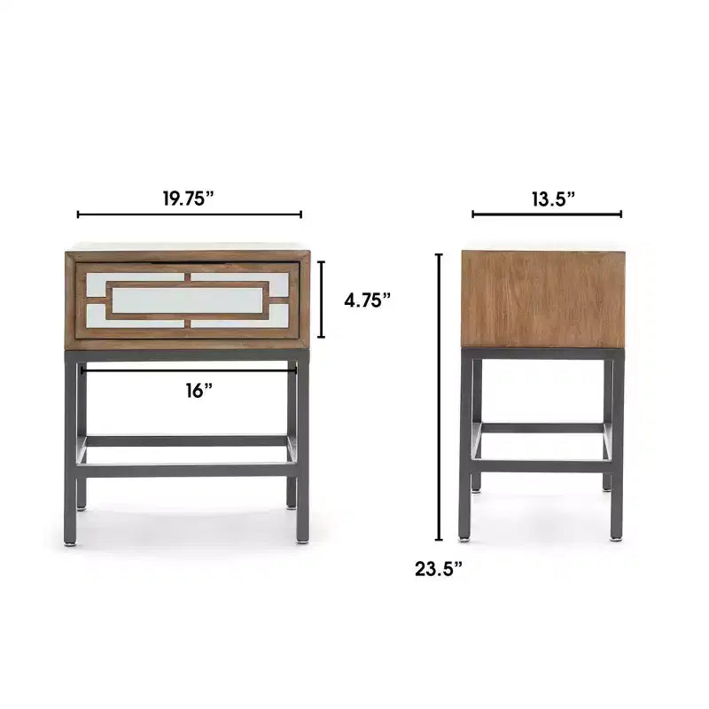 Mesa Auxiliar Rectangular Gris y Negra con Cajón — Estructura Metálica, Superficie de Madera, 1 Persona