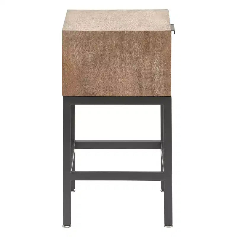 Mesa Auxiliar Rectangular Gris y Negra con Cajón — Estructura Metálica, Superficie de Madera, 1 Persona