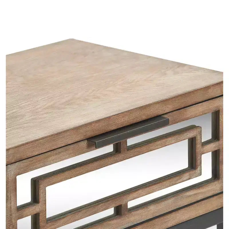 Mesa Auxiliar Rectangular Gris y Negra con Cajón — Estructura Metálica, Superficie de Madera, 1 Persona