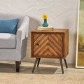 Mueble de un estante Mid-Century Modern en madera de mango, color marrón oscuro