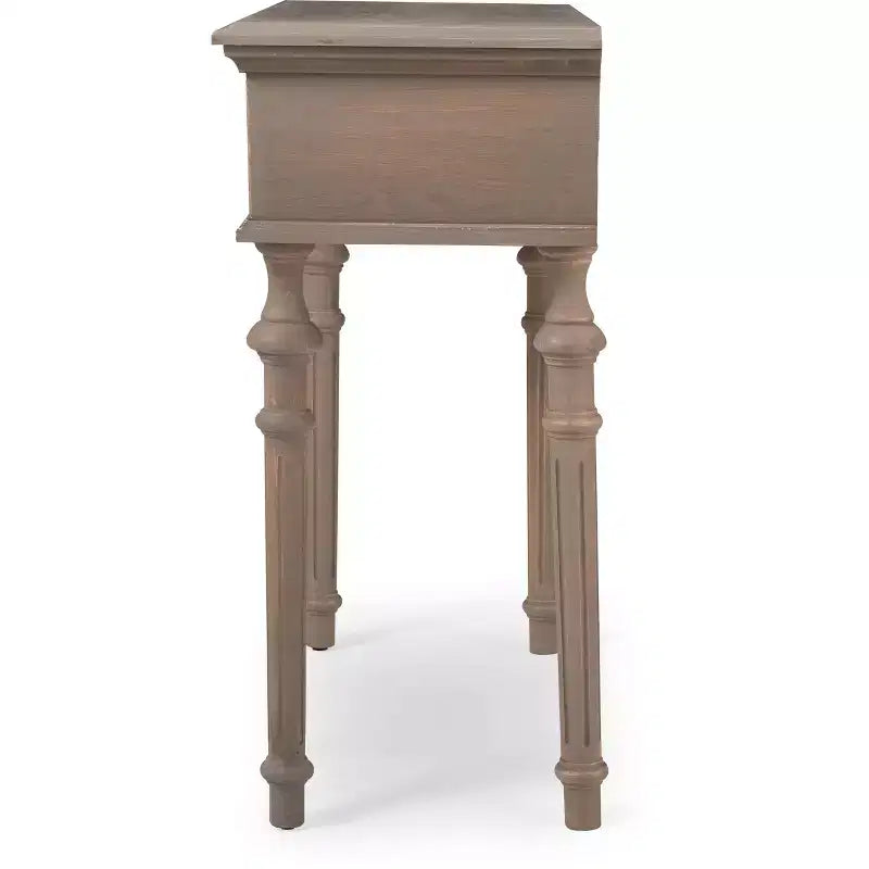 Mesa consola rectangular gris de 2 cajones – Con capacidad para 1