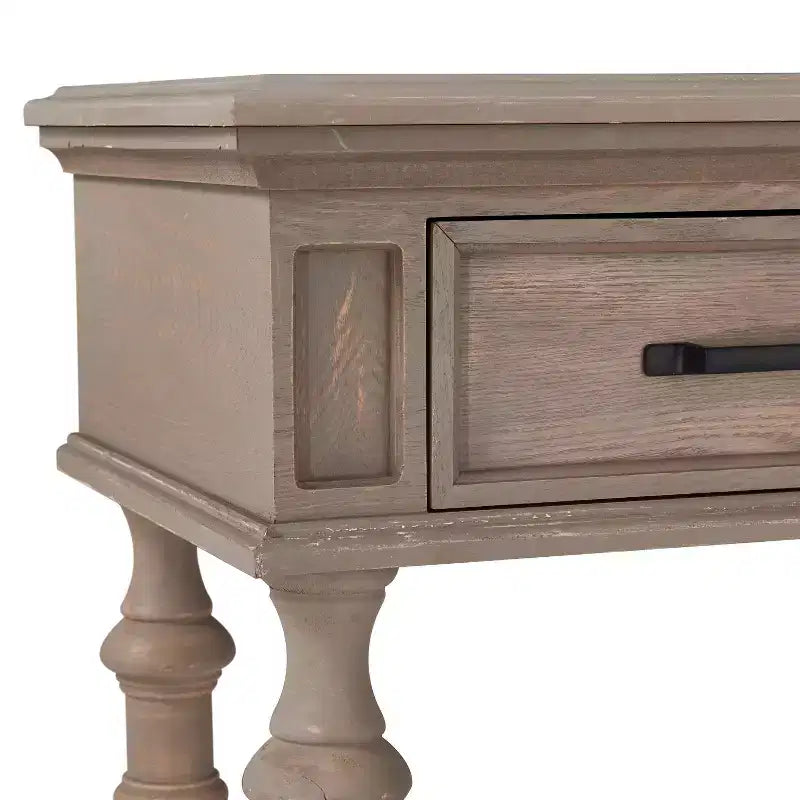 Mesa consola rectangular gris de 2 cajones – Con capacidad para 1
