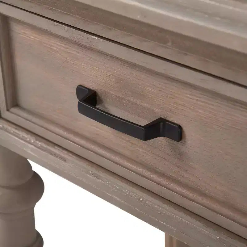 Mesa consola rectangular gris de 2 cajones – Con capacidad para 1