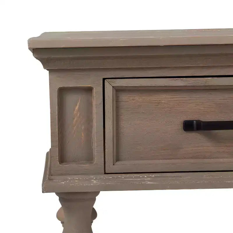 Mesa consola rectangular gris de 2 cajones – Con capacidad para 1