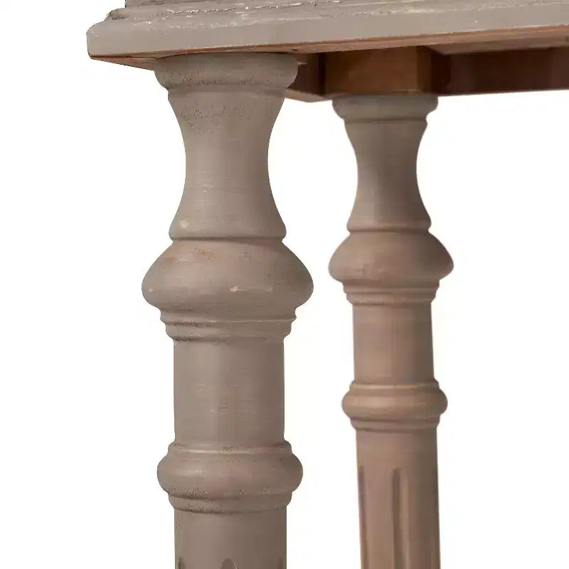 Mesa consola rectangular gris de 2 cajones – Con capacidad para 1