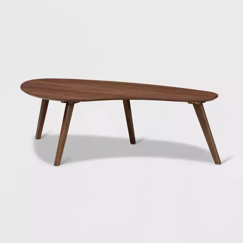 Scarlette Coffee Table Walnut - Baxton Studio: Mid-Century Modern, Irregular Shape, Rubberwood, Living Room, 4 Point/Leg Design