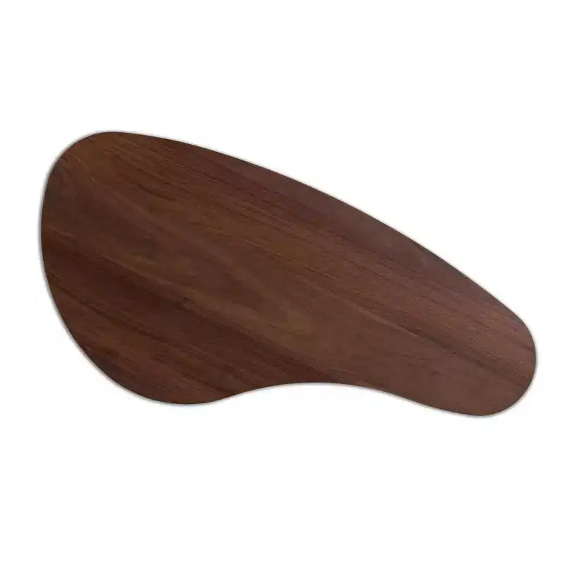 Mesa de centro de madera de caucho de forma irregular marrón con estante abierto