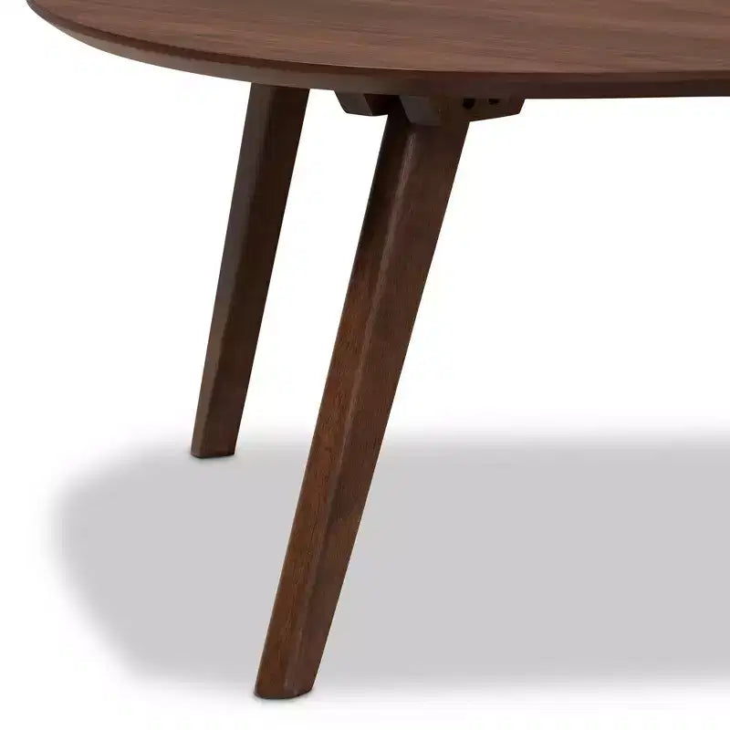 Mesa de centro de madera de caucho de forma irregular marrón con estante abierto