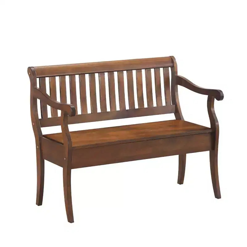 Banco de almacenamiento con tapa elevable de madera natural para 2 personas