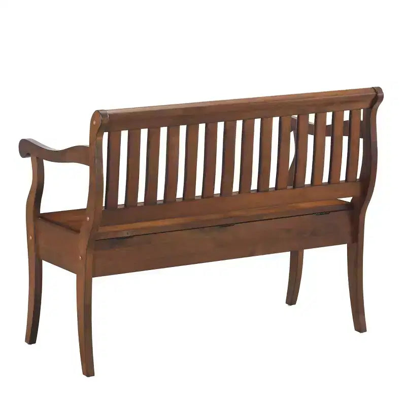 Banco de almacenamiento con tapa elevable de madera natural para 2 personas