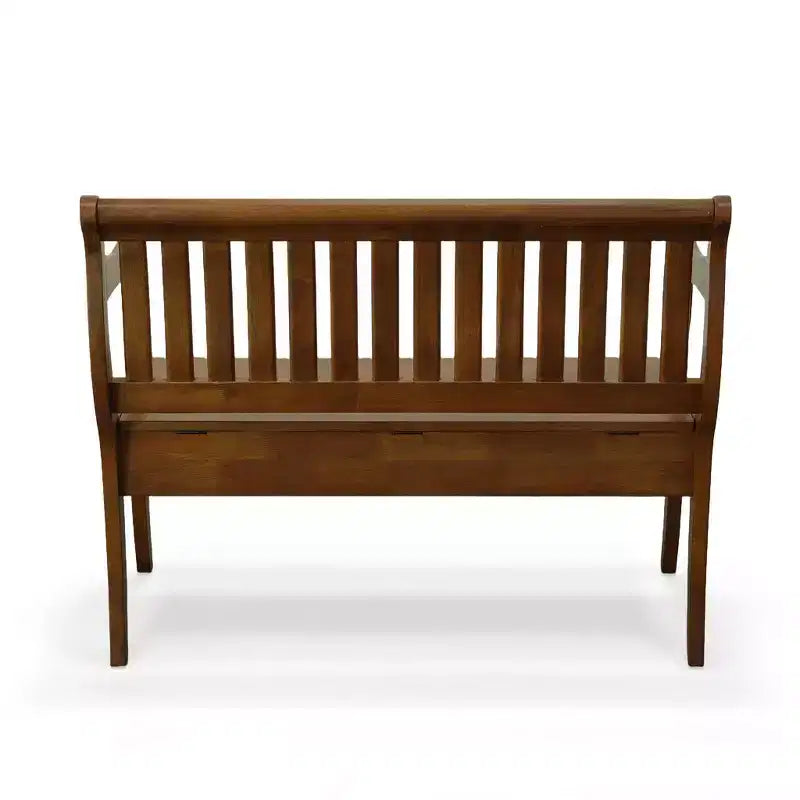 Banco de almacenamiento con tapa elevable de madera natural para 2 personas
