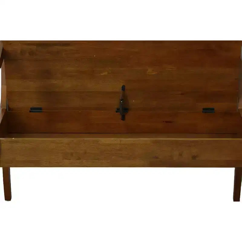 Banco de almacenamiento con tapa elevable de madera natural para 2 personas